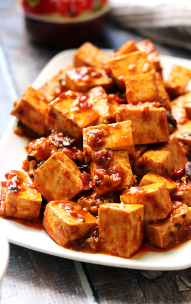 Fiery Vegetarian Mapo Tofu with Spicy Twice Cooked Chard